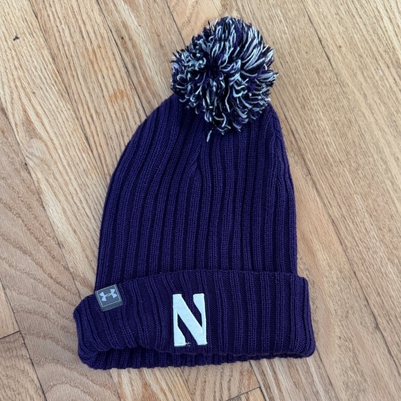 Under Armour Accessories - Under Armour Dark Purple Knit Beanie with Pom-Pom